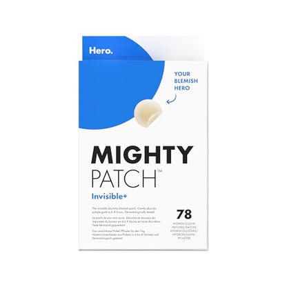 Mighty Patch Invisible+ Spot Patches by Hero Cosmetics, Daytime Acne Treatment, Clear Spot Remover Hydrocolloid Patches, Anti Acne Dots, Spot Treatment Blemish & Pimple Stickers - 78 Pimple Patches