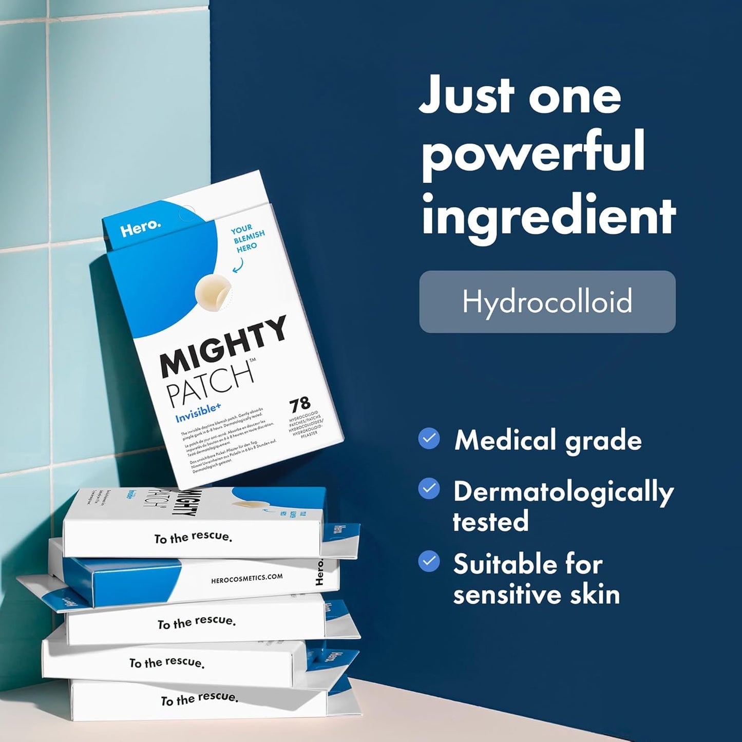 Mighty Patch Invisible+ Spot Patches by Hero Cosmetics, Daytime Acne Treatment, Clear Spot Remover Hydrocolloid Patches, Anti Acne Dots, Spot Treatment Blemish & Pimple Stickers - 78 Pimple Patches