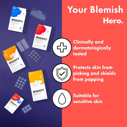 Mighty Patch Original Spot Patches by Hero Cosmetics, Day & Night Time Acne Treatment, Clear Spot Remover Hydrocolloid Patches, Anti Acne Dots, Spot Treatment Pimple Stickers - 36 Patches