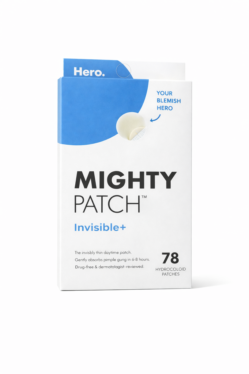 Mighty Patch Invisible+ Spot Patches by Hero Cosmetics, Daytime Acne Treatment, Clear Spot Remover Hydrocolloid Patches, Anti Acne Dots, Spot Treatment Blemish & Pimple Stickers - 78 Pimple Patches