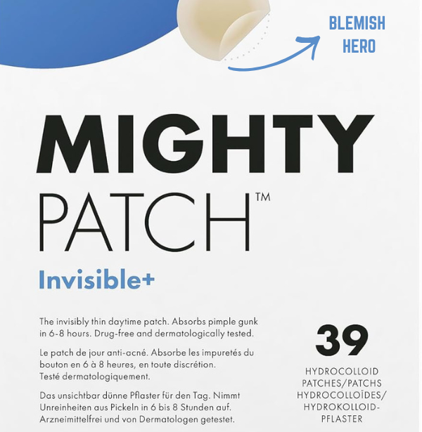 Mighty Patch Invisible+ Spot Patches by Hero Cosmetics, Daytime Acne Treatment, Clear Spot Remover Hydrocolloid Patches, Anti Acne Dots, Spot Treatment Blemish & Pimple Stickers - 39 Pimple Patches